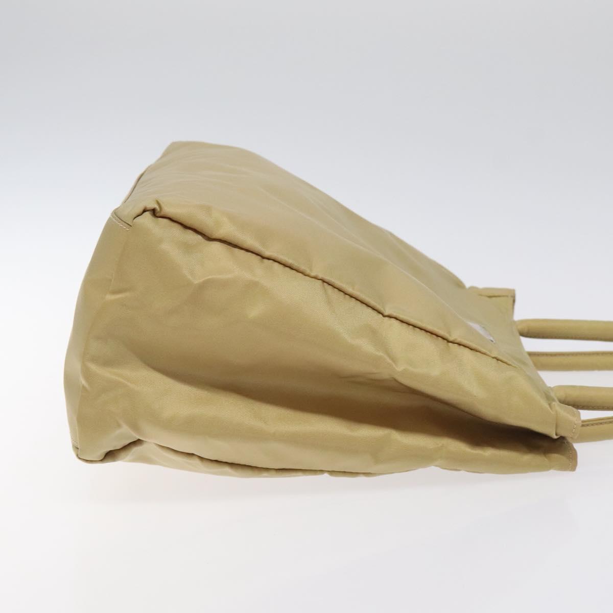 PRADA Hand Bag Nylon Beige Silver Auth 121920