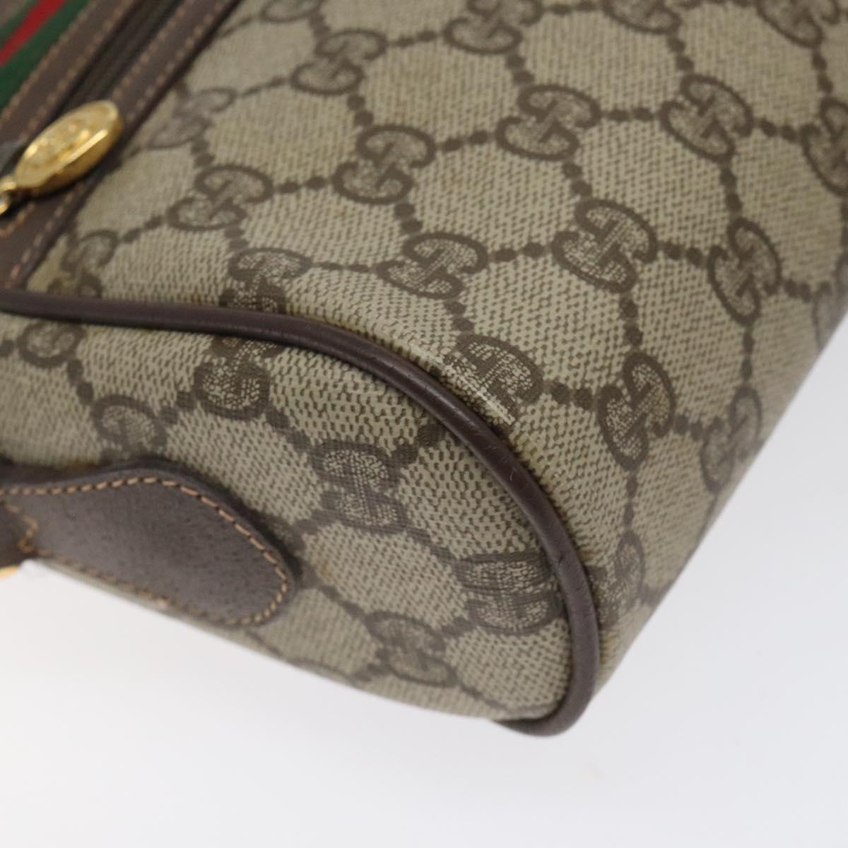 GUCCI GG Supreme Web Sherry Line Shoulder Bag PVC Beige 56 02 087 Auth 121924