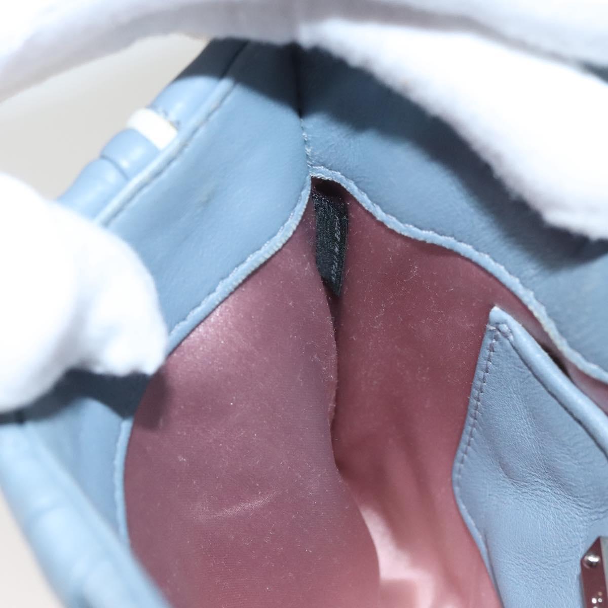 Miu Miu Matelasse Chain Shoulder Bag Leather Light Blue Auth 121929