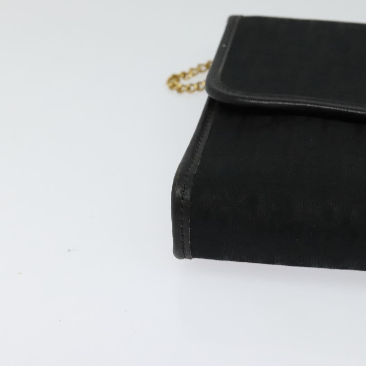 Christian Dior Trotter Canvas Shoulder Bag Black Gold Auth 121934