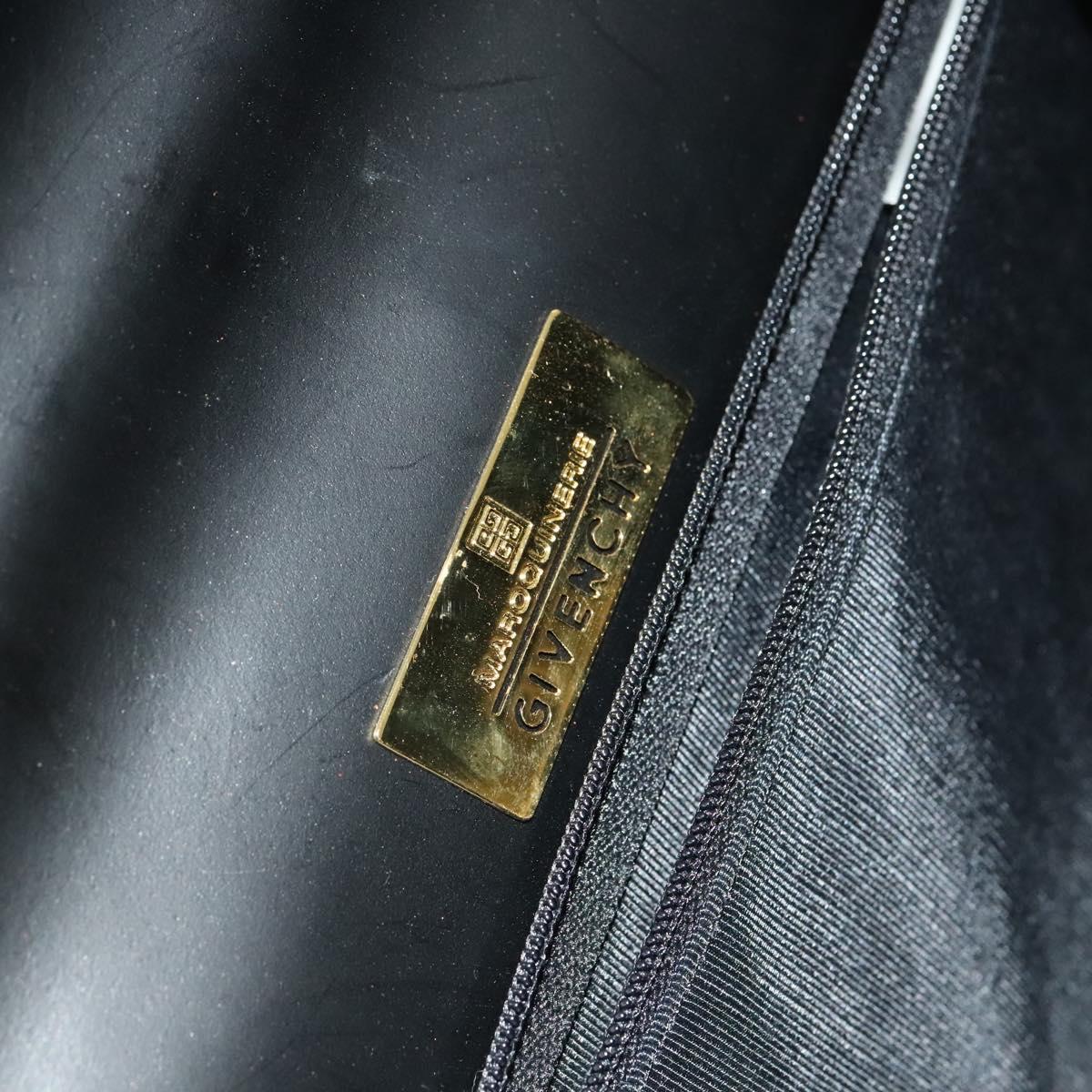 GIVENCHY Hand Bag Leather 2way Black Gold Auth 121947