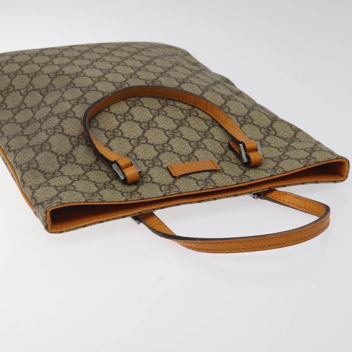 GUCCI GG Supreme Hand Bag PVC Beige Silver 117551 Auth 121949