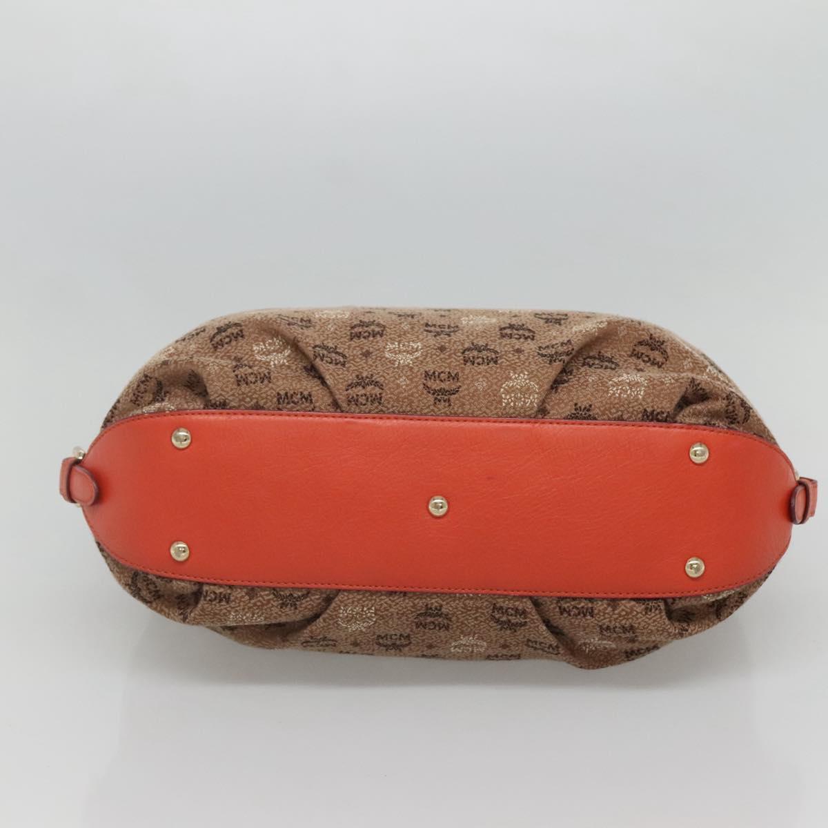 MCM Logogram Vicetos Tote Bag Canvas 2way Brown Gold Auth 121967