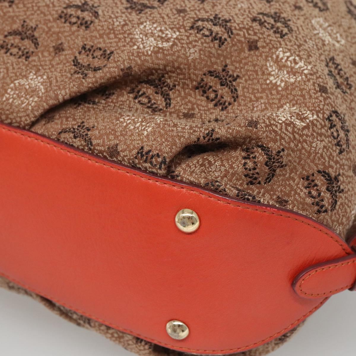 MCM Logogram Vicetos Tote Bag Canvas 2way Brown Gold Auth 121967