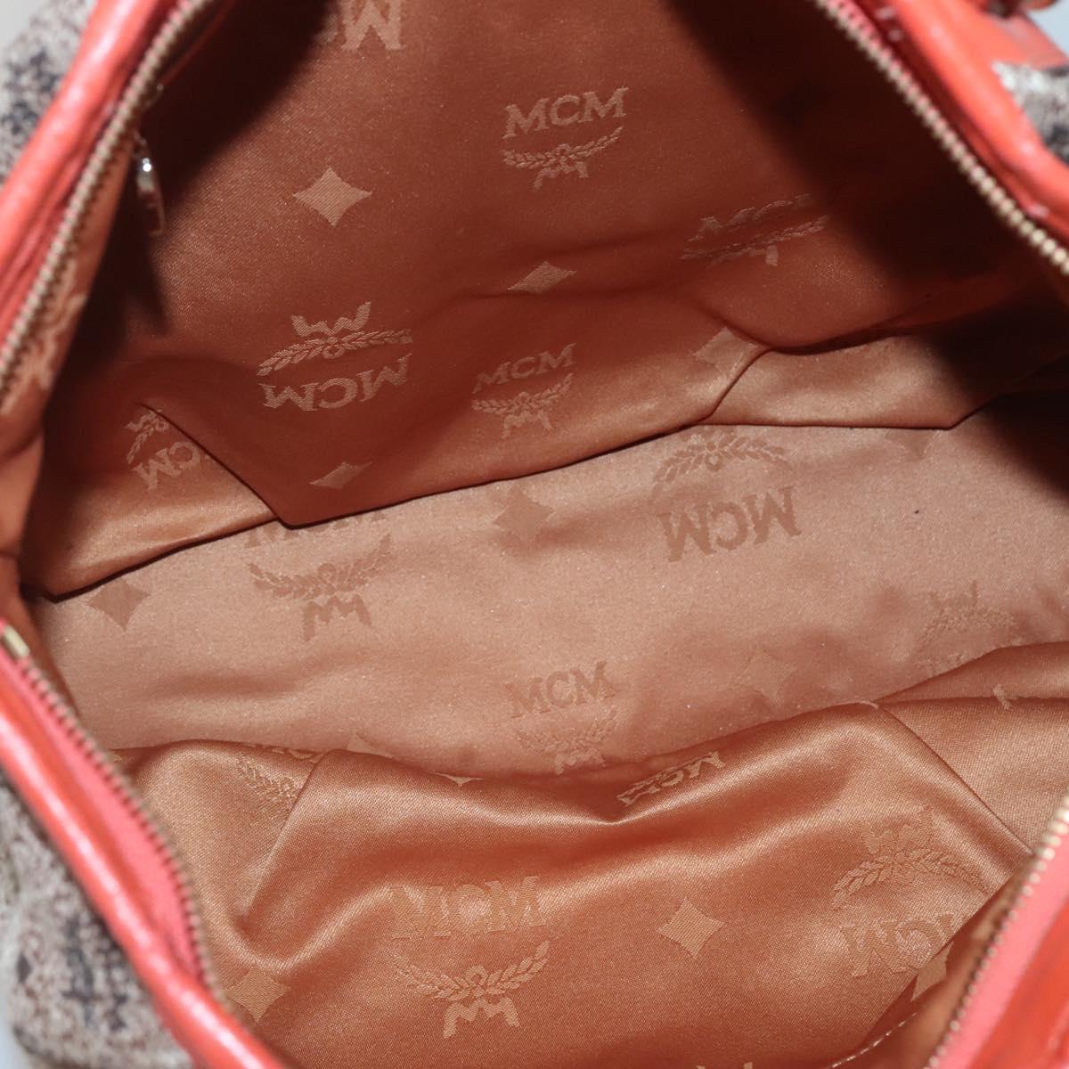 MCM Logogram Vicetos Tote Bag Canvas 2way Brown Gold Auth 121967