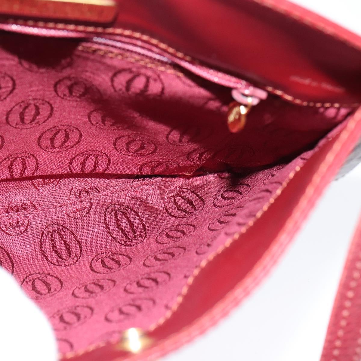 CARTIER Must Line Shoulder Bag Leather Bordeaux Gold Auth 121969