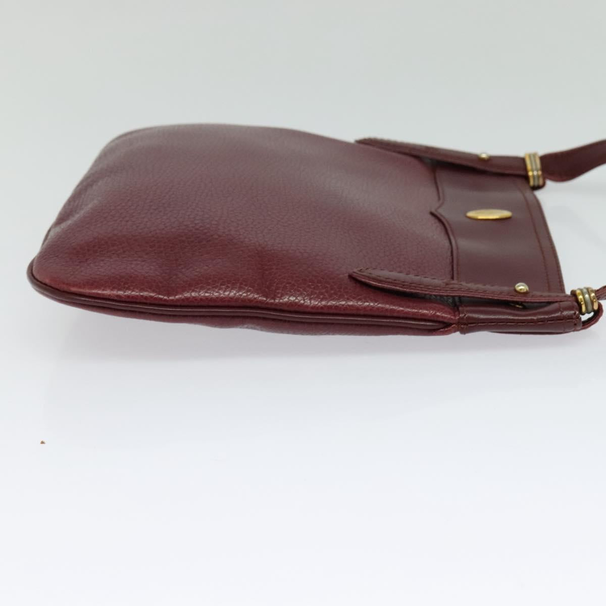 CARTIER Must Line Shoulder Bag Leather Bordeaux Gold Auth 121969