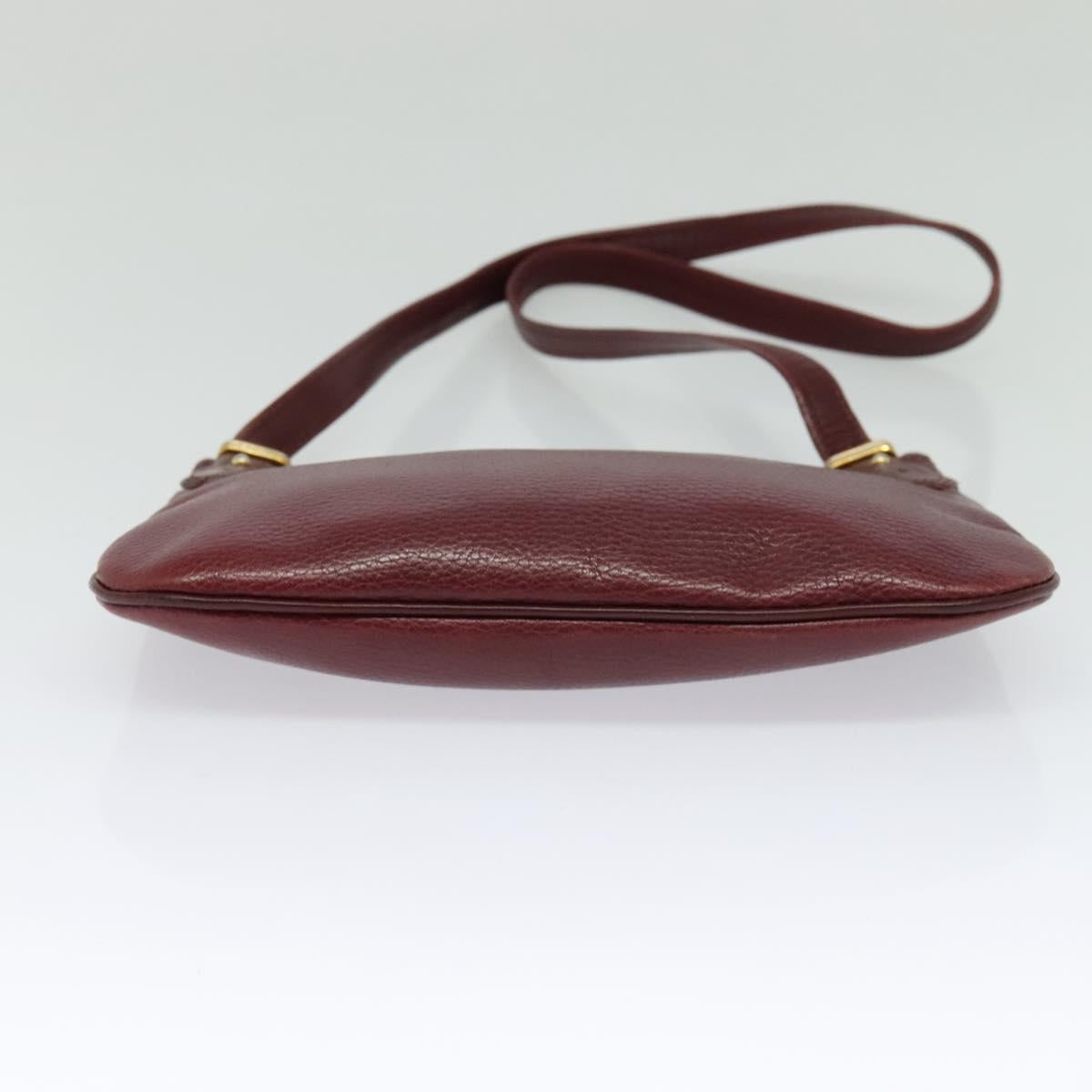 CARTIER Must Line Shoulder Bag Leather Bordeaux Gold Auth 121969