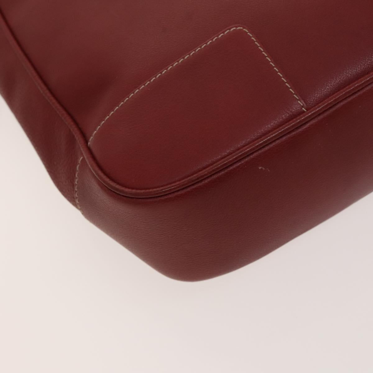 LOEWE Anagram Hand Bag Leather 2way Red Silver Auth 121972