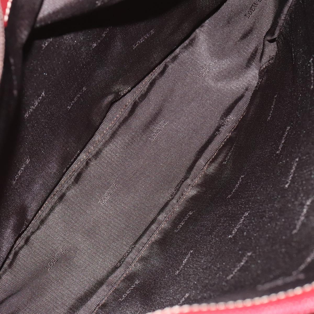 LOEWE Anagram Hand Bag Leather 2way Red Silver Auth 121972