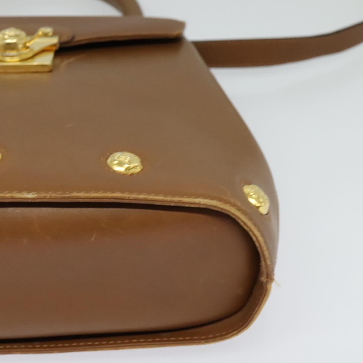 Salvatore Ferragamo Hand Bag Leather 2way Brown Gold Auth 121973