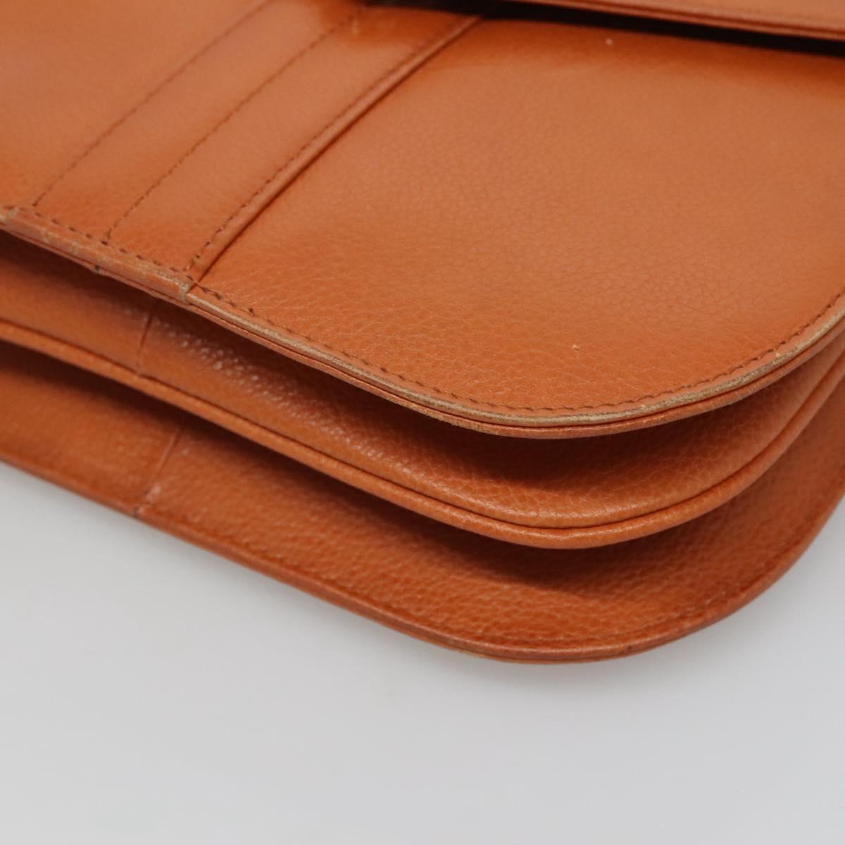 SAINT LAURENT Shoulder Bag Leather Brown Gold Auth 121976