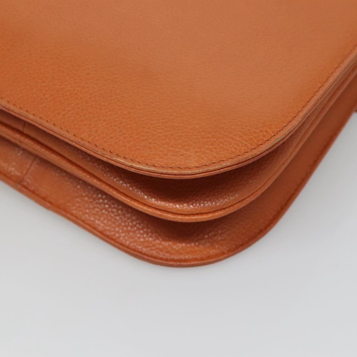 SAINT LAURENT Shoulder Bag Leather Brown Gold Auth 121976