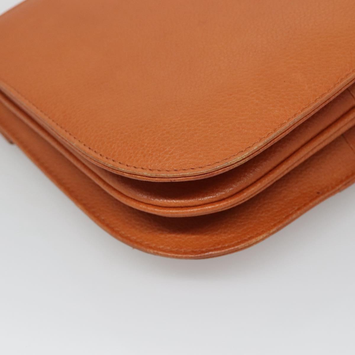 SAINT LAURENT Shoulder Bag Leather Brown Gold Auth 121976