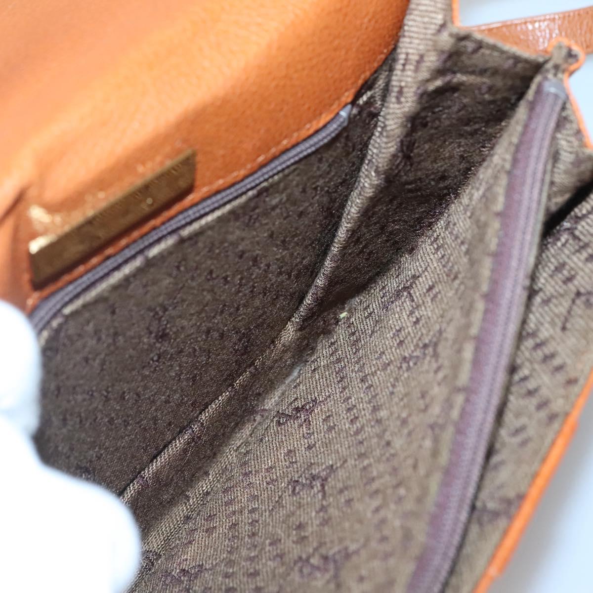 SAINT LAURENT Shoulder Bag Leather Brown Gold Auth 121976