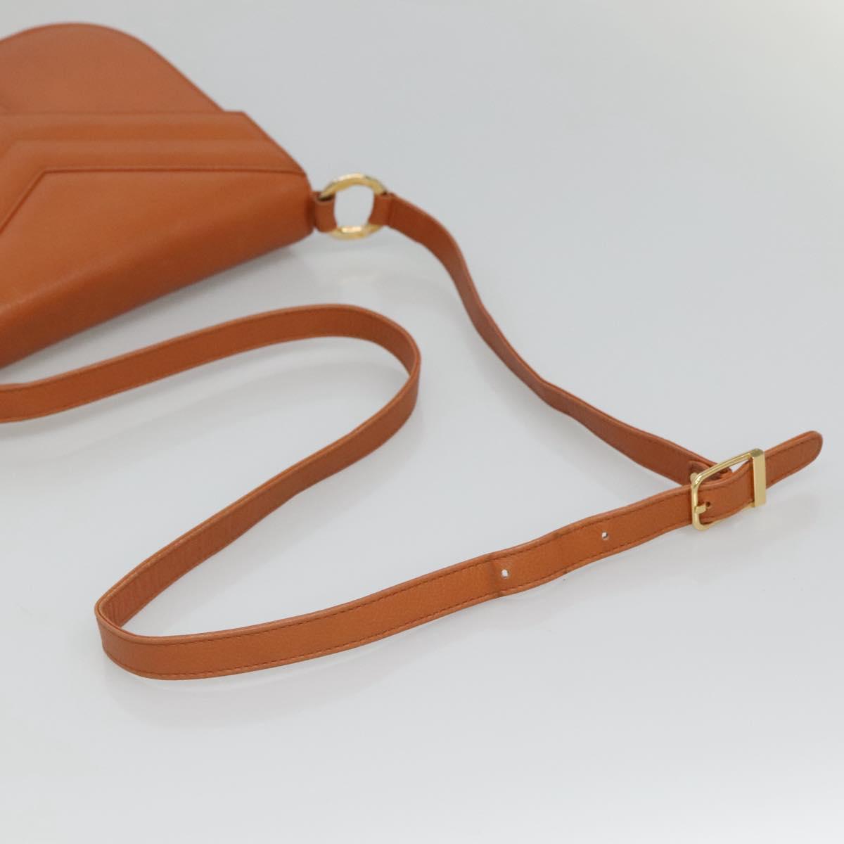 SAINT LAURENT Shoulder Bag Leather Brown Gold Auth 121976