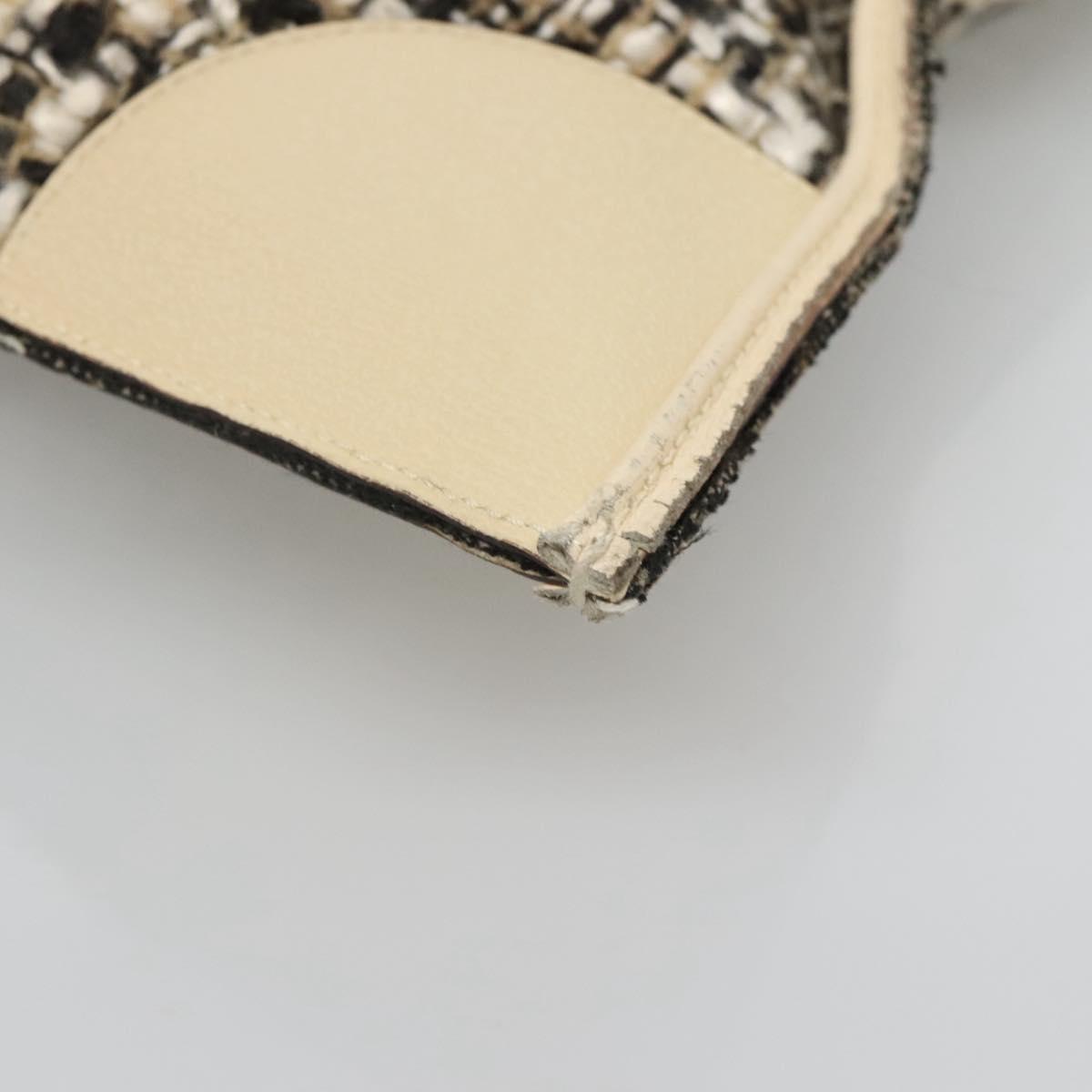 PRADA Hand Bag Tweed Leather Beige Auth 121997