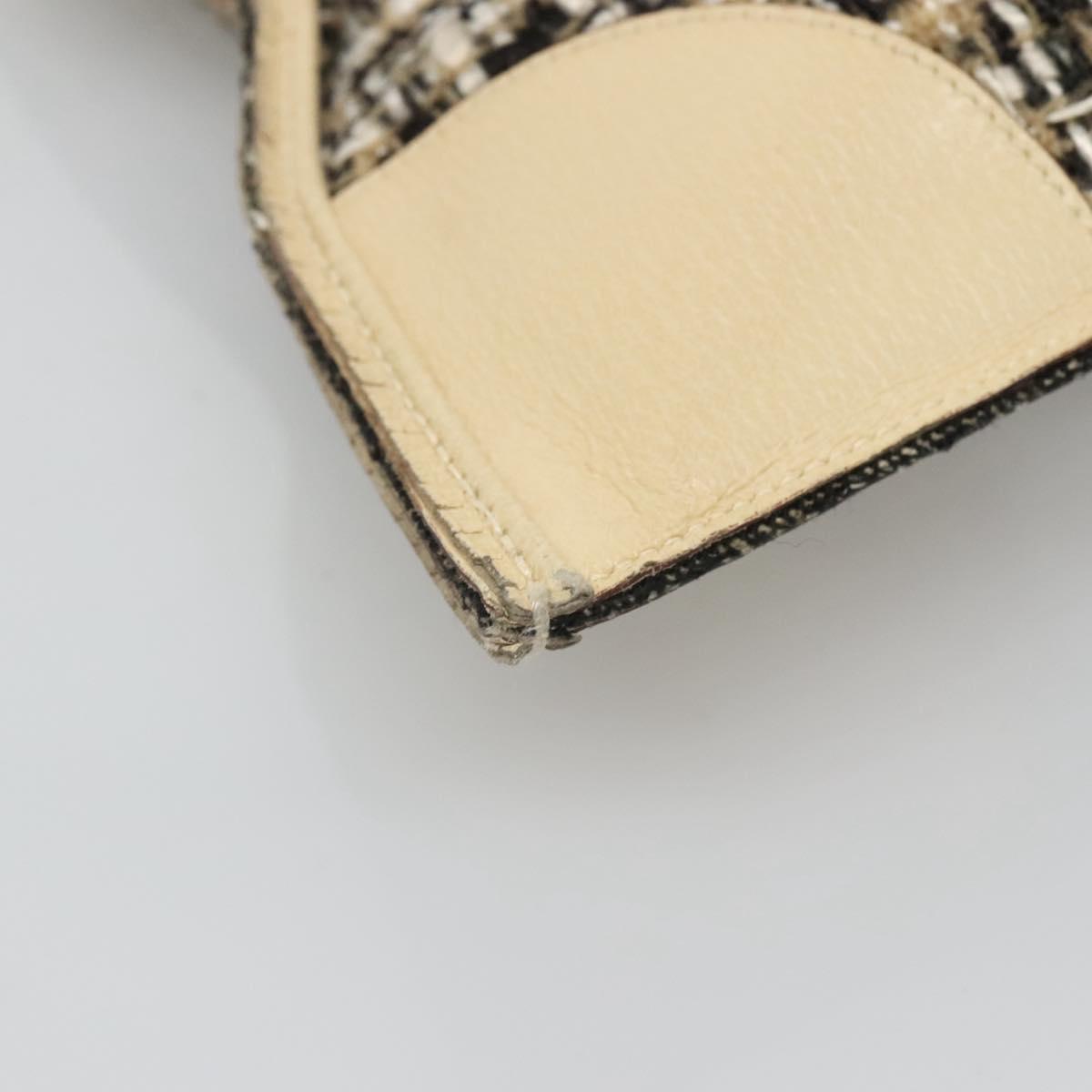 PRADA Hand Bag Tweed Leather Beige Auth 121997