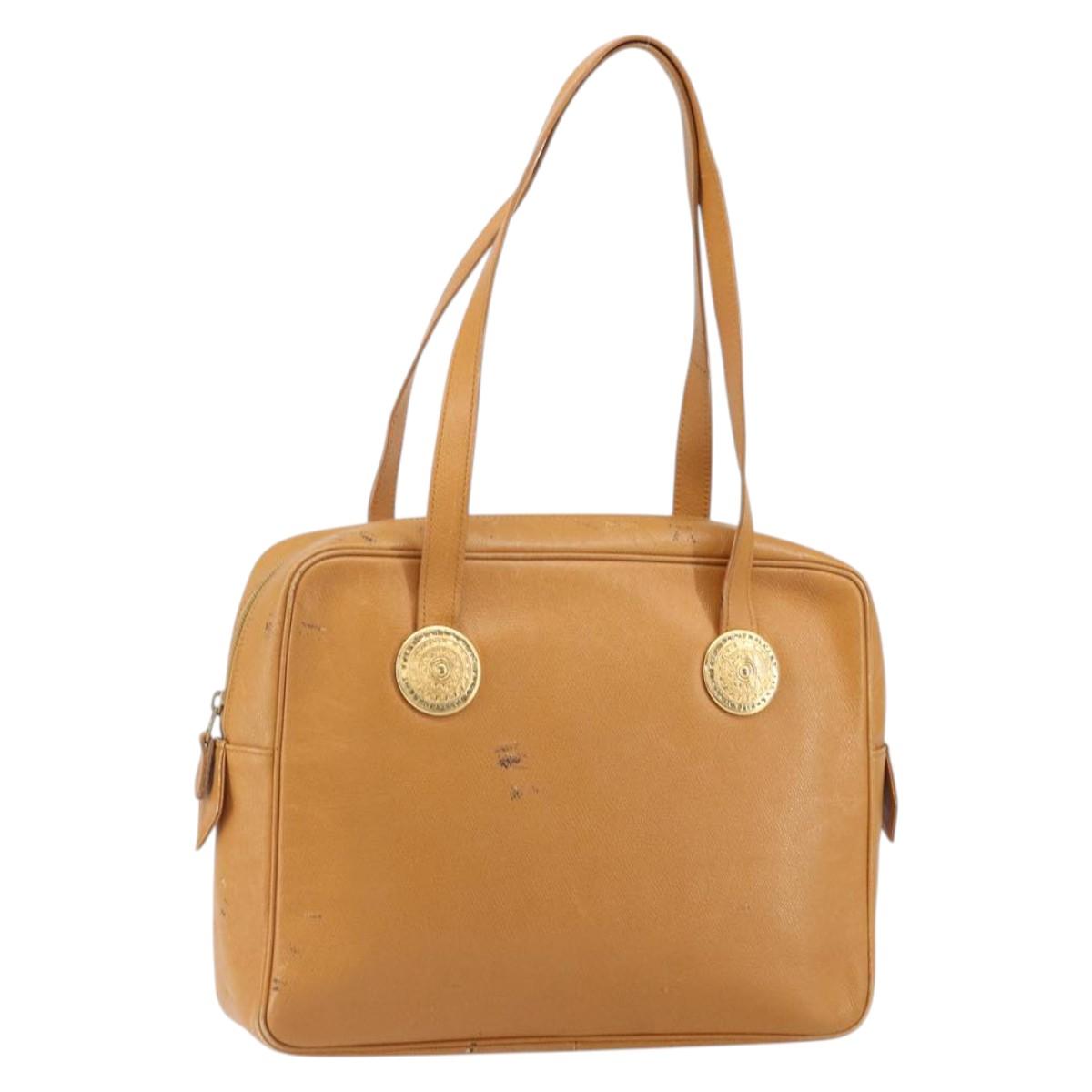 SAINT LAURENT Shoulder Bag Leather Brown Gold Auth 122006