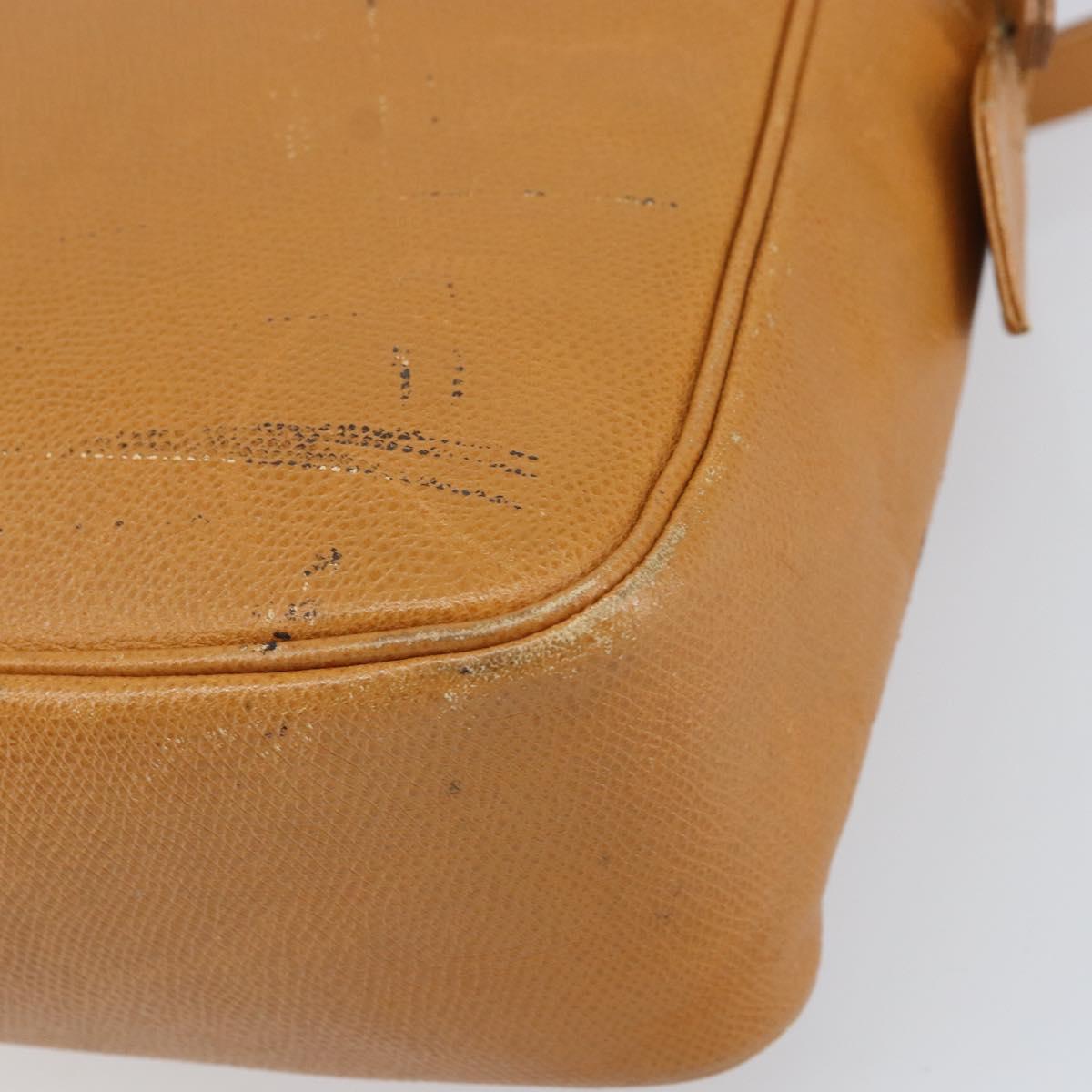 SAINT LAURENT Shoulder Bag Leather Brown Gold Auth 122006