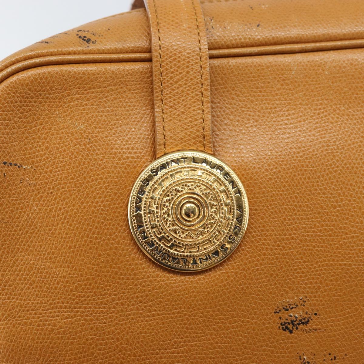 SAINT LAURENT Shoulder Bag Leather Brown Gold Auth 122006