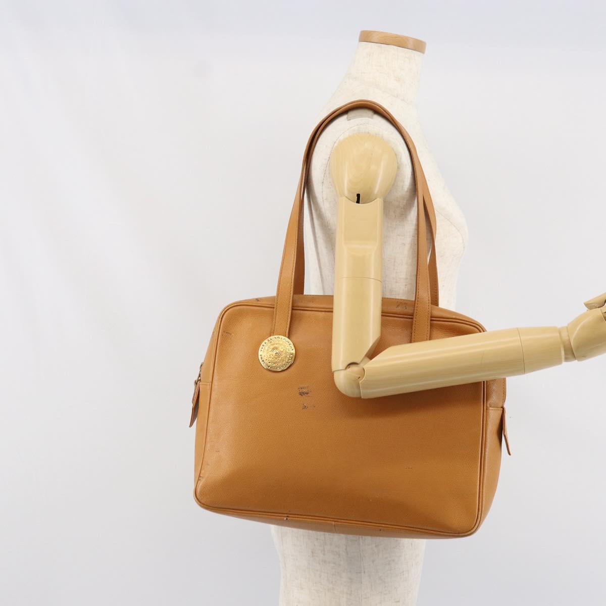 SAINT LAURENT Shoulder Bag Leather Brown Gold Auth 122006