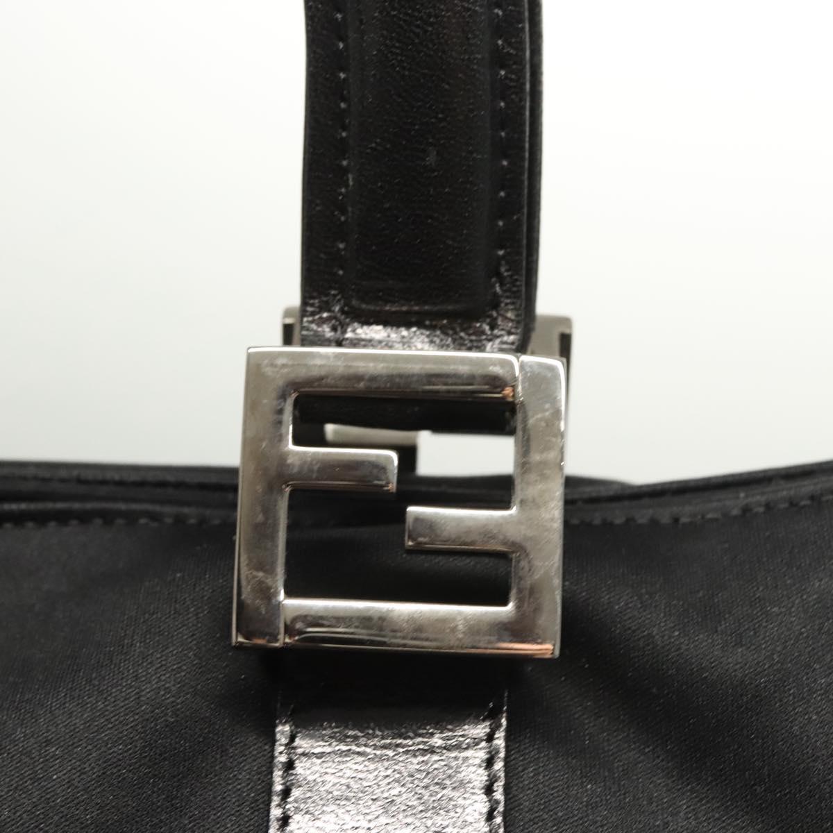 FENDI Hand Bag Nylon Black Silver Auth 122023