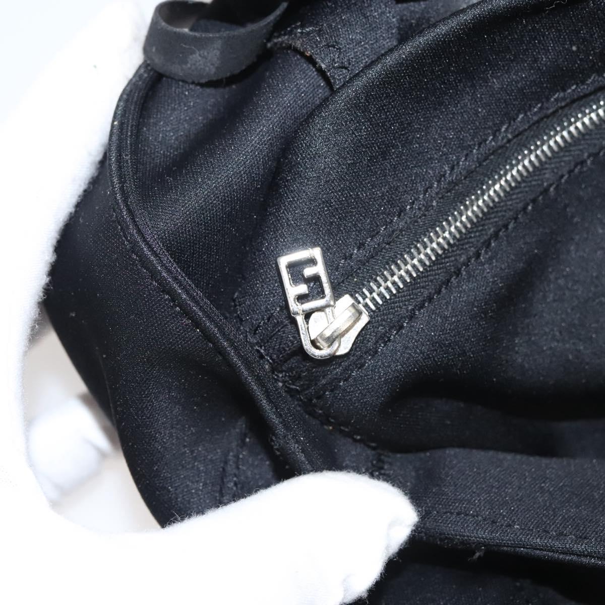 FENDI Hand Bag Nylon Black Silver Auth 122023
