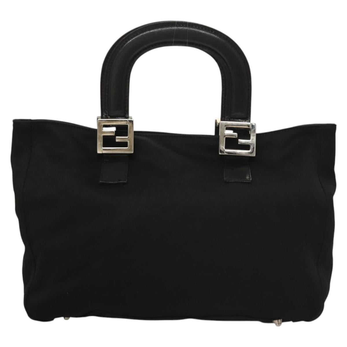 FENDI Hand Bag Nylon Black Silver Auth 122023