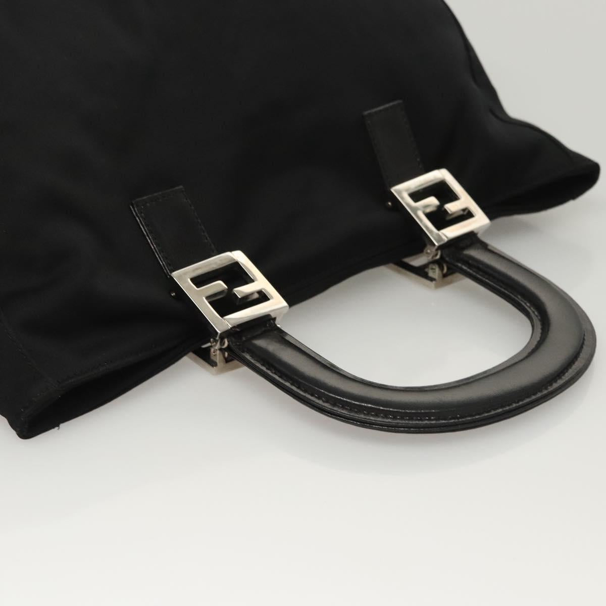 FENDI Hand Bag Nylon Black Silver Auth 122023