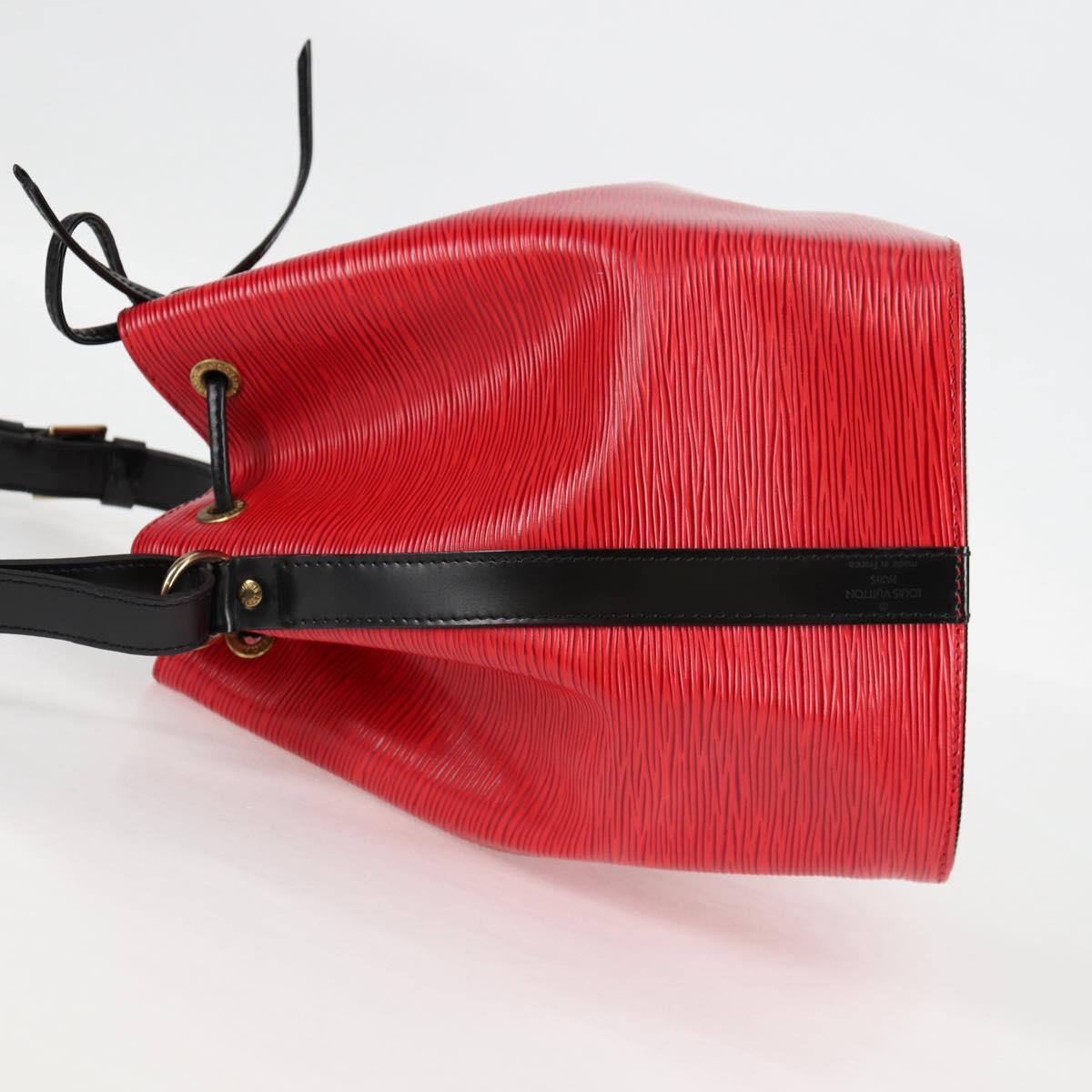 LOUIS VUITTON Epi Petit Noe Shoulder Bag Bicolor Black Red M44017 Auth 122033A