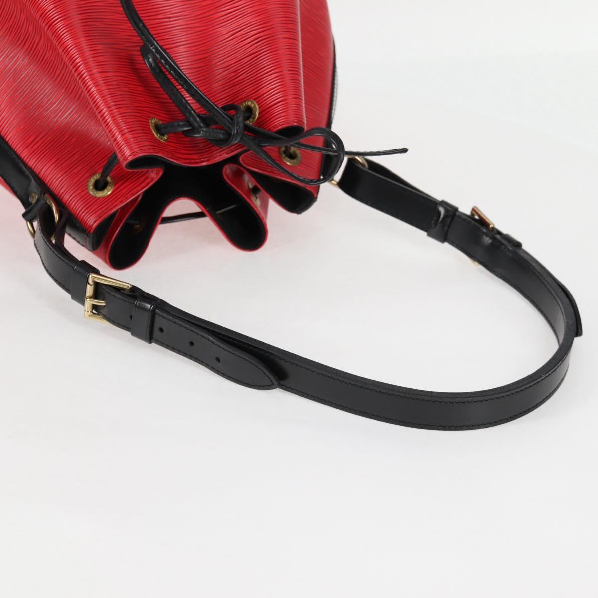 LOUIS VUITTON Epi Petit Noe Shoulder Bag Bicolor Black Red M44017 Auth 122033A