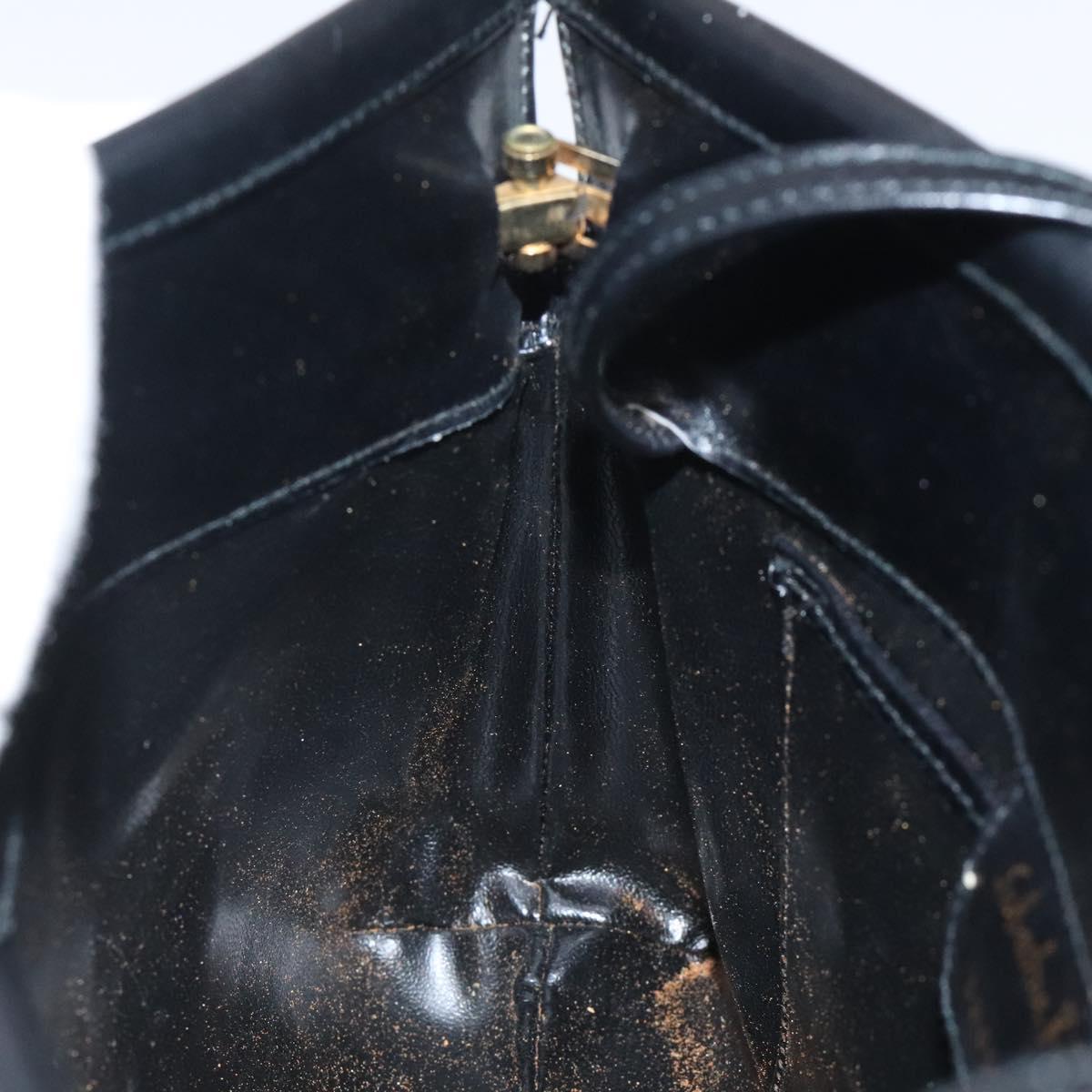 Salvatore Ferragamo Vala Shoulder Bag Leather Black Gold Auth 122037