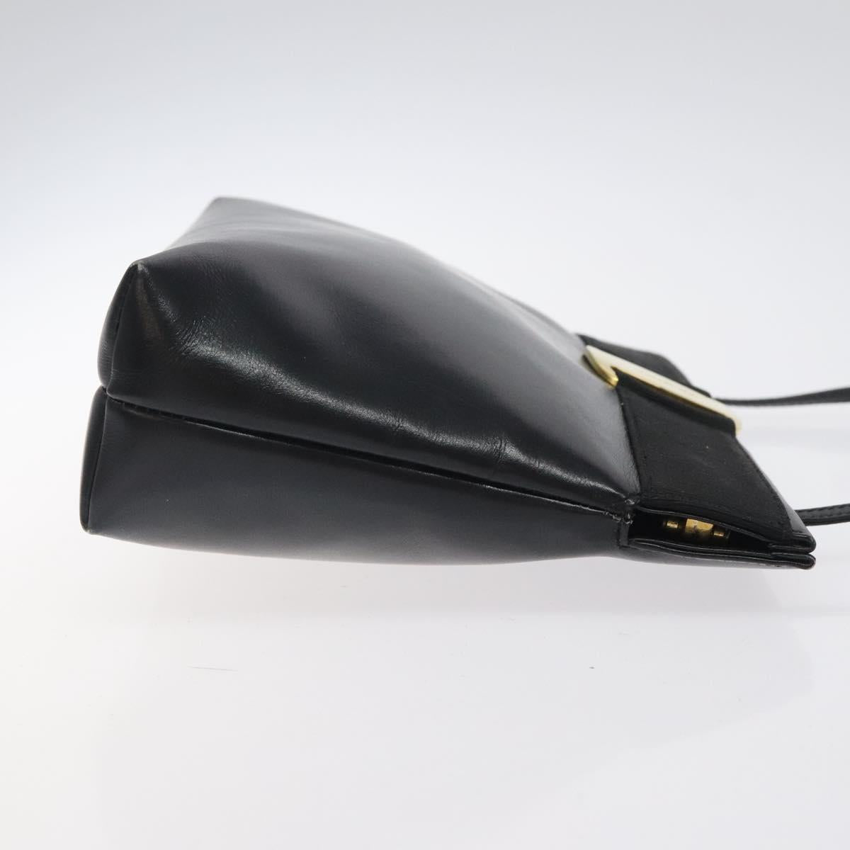 Salvatore Ferragamo Vala Shoulder Bag Leather Black Gold Auth 122037