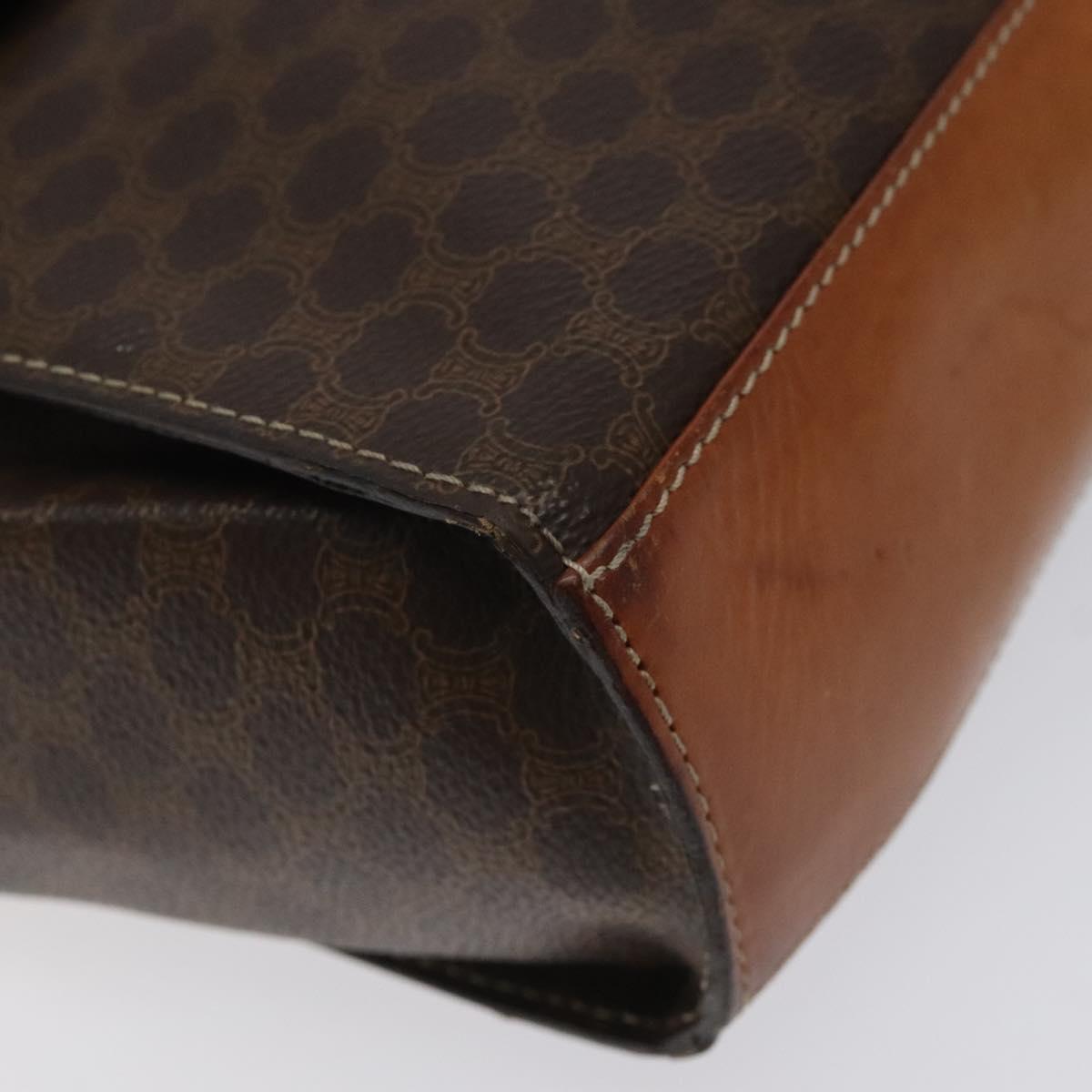 CELINE Macadam Canvas Circle Shoulder Bag PVC Leather Brown Gold Auth 122059