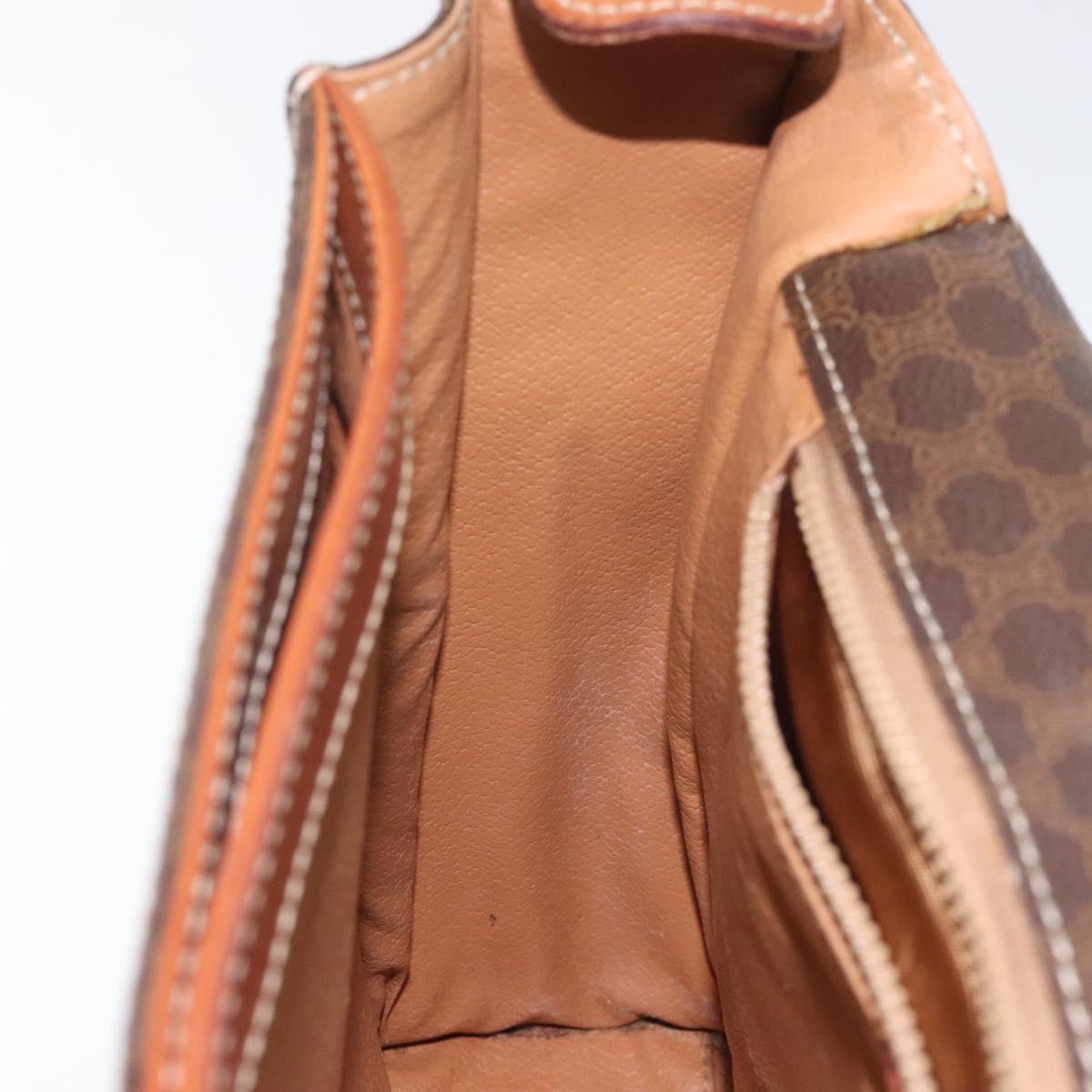 CELINE Macadam Canvas Circle Shoulder Bag PVC Leather Brown Gold Auth 122059