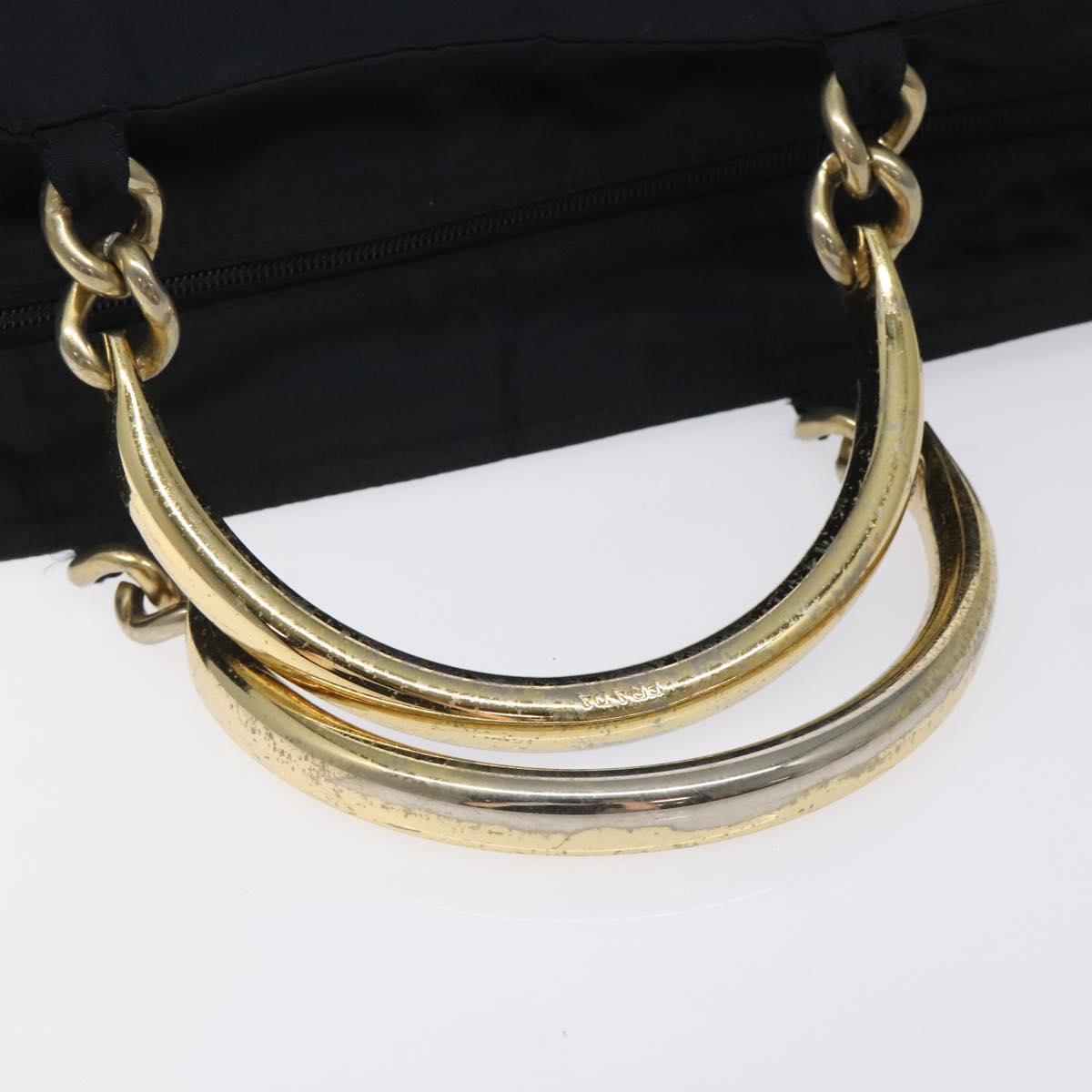 PRADA Chain Hand Bag Nylon Navy Gold Auth 122095