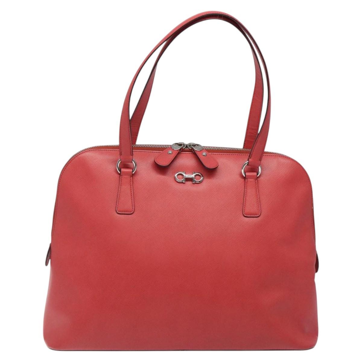 Salvatore Ferragamo Hand Bag Leather Pink Silver Auth 122097