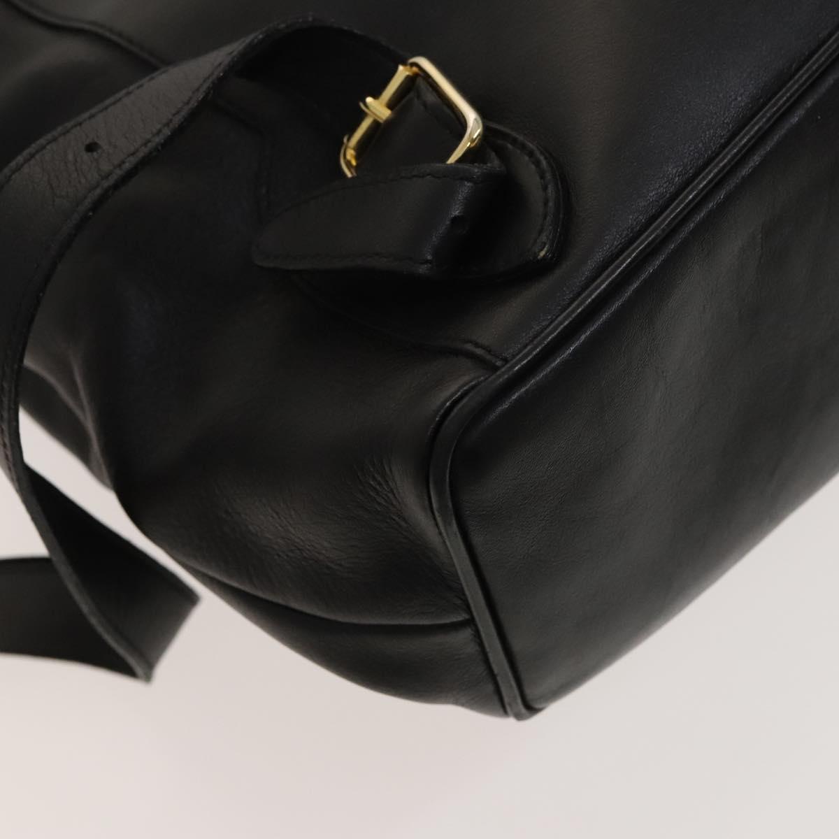 GUCCI Bamboo Backpack Leather Black Gold 003 2058 0016 Auth 122099