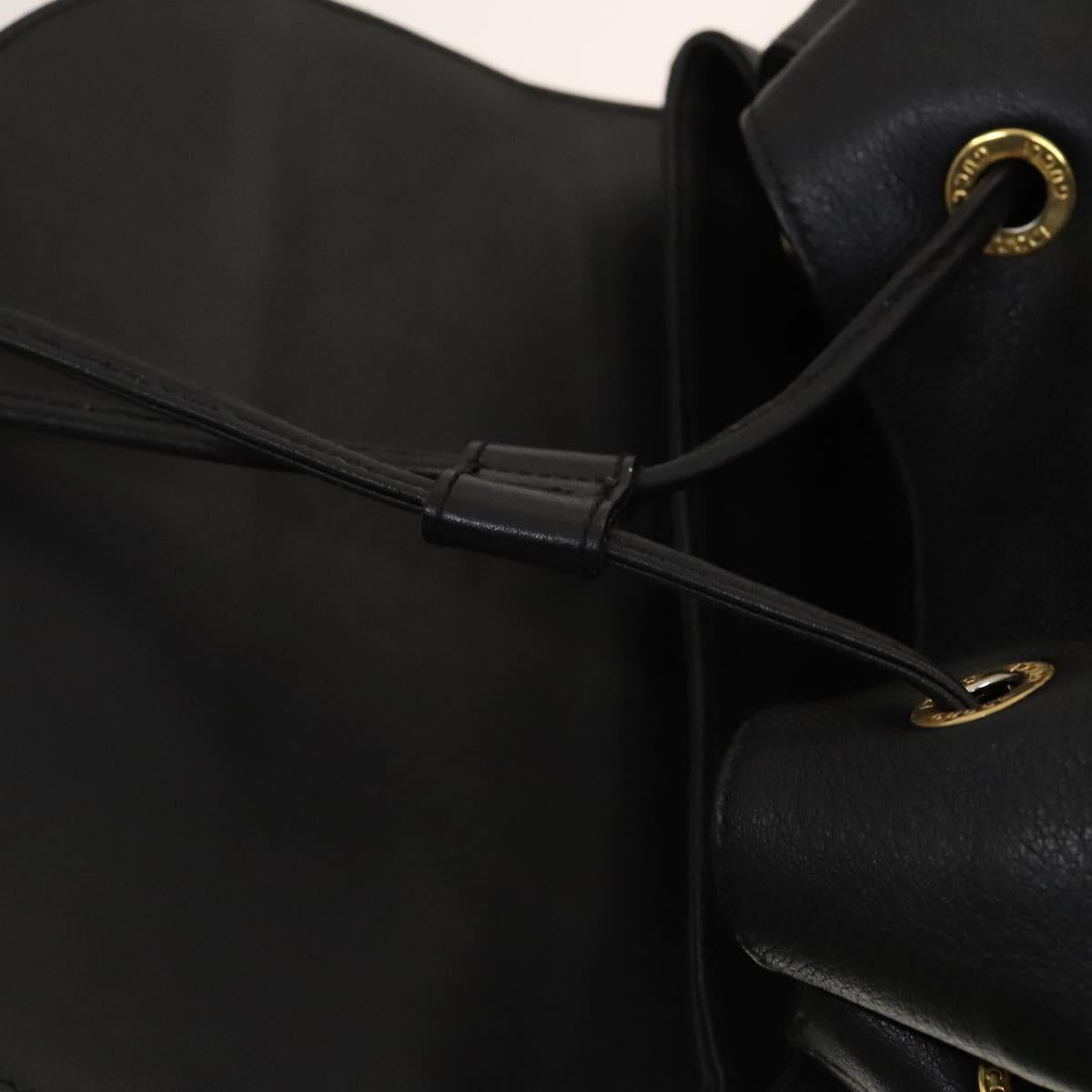 GUCCI Bamboo Backpack Leather Black Gold 003 2058 0016 Auth 122099