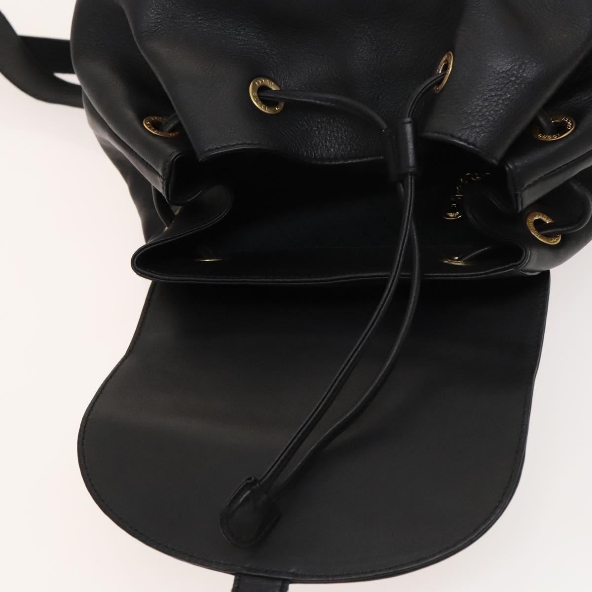 GUCCI Bamboo Backpack Leather Black Gold 003 2058 0016 Auth 122099