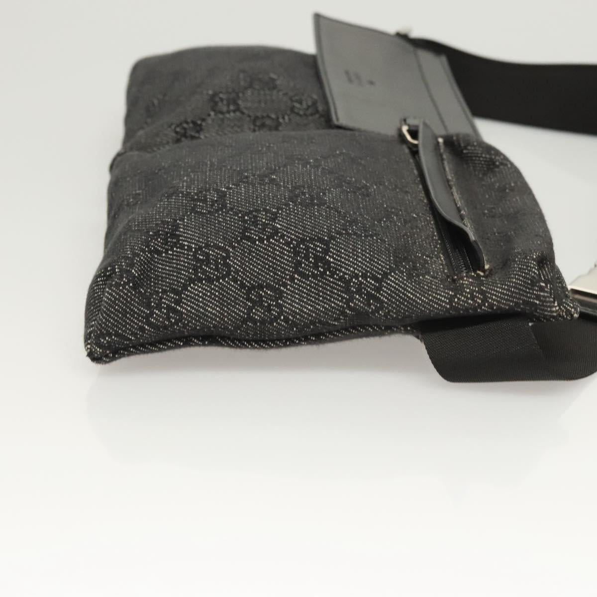 GUCCI GG Canvas Waist bag Gray Silver 28566 Auth 122104
