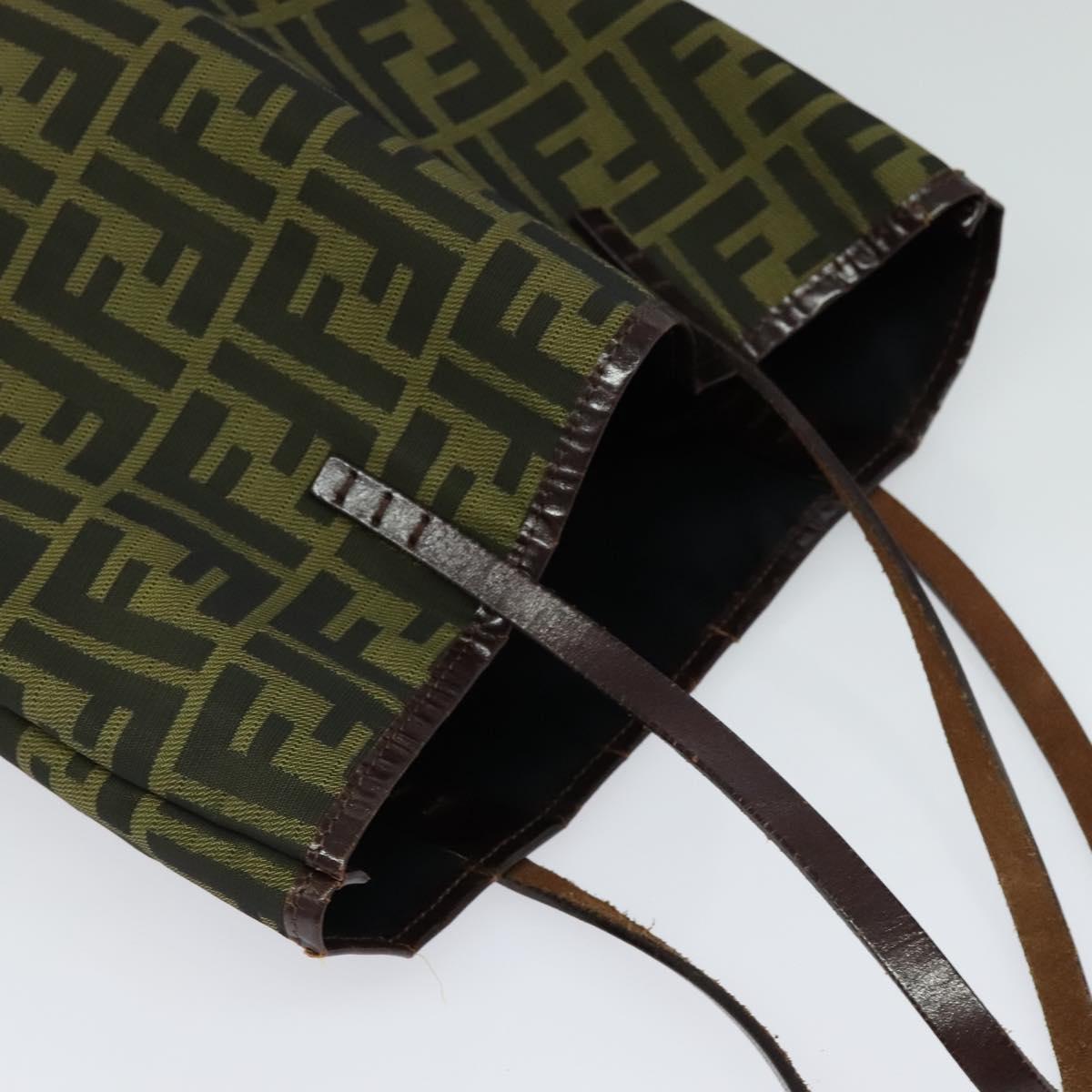 FENDI Zucca Canvas Tote Bag Black Brown Auth 122111