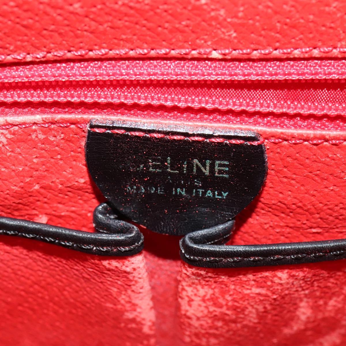 CELINE Shoulder Bag Leather Black Gold Auth 122122