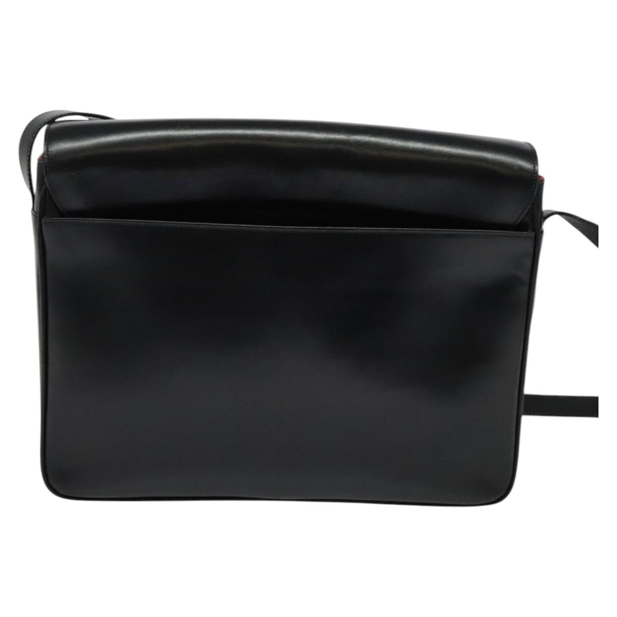 CELINE Shoulder Bag Leather Black Gold Auth 122122