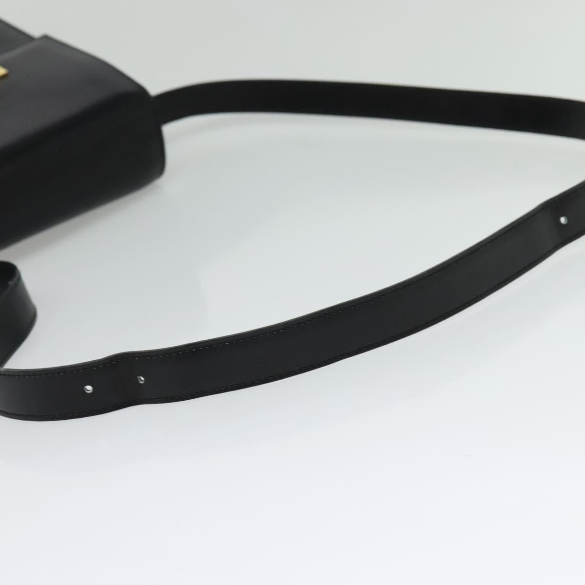 CELINE Shoulder Bag Leather Black Gold Auth 122122