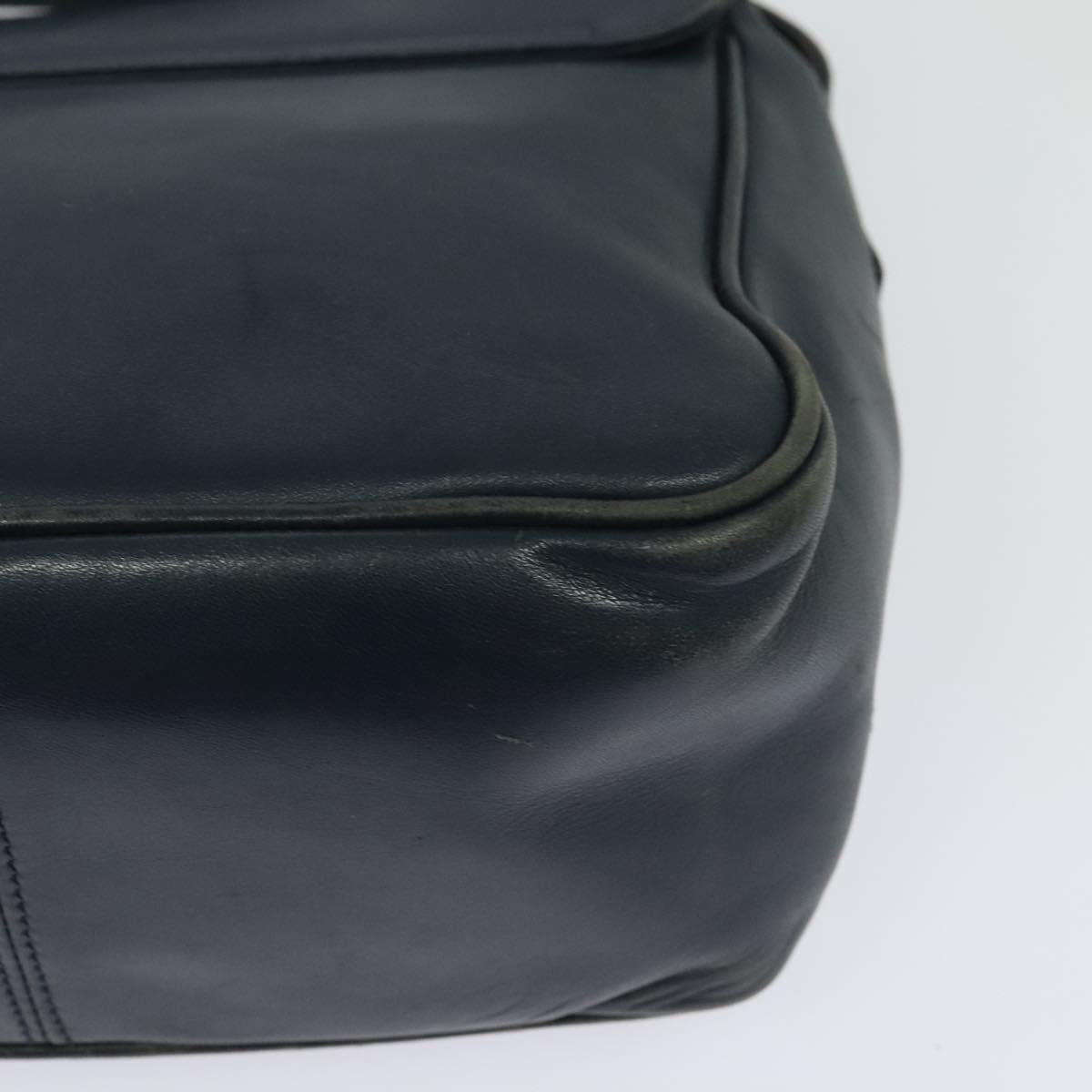 Christian Dior Shoulder Bag Leather Navy Gold Auth 122124