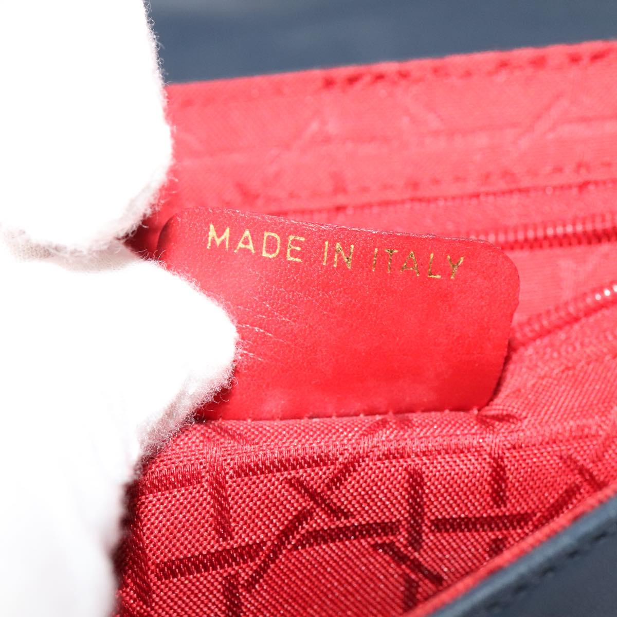 Christian Dior Shoulder Bag Leather Navy Gold Auth 122124