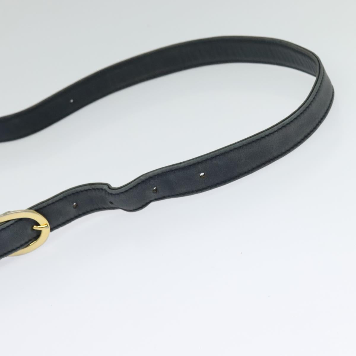 Christian Dior Shoulder Bag Leather Navy Gold Auth 122124