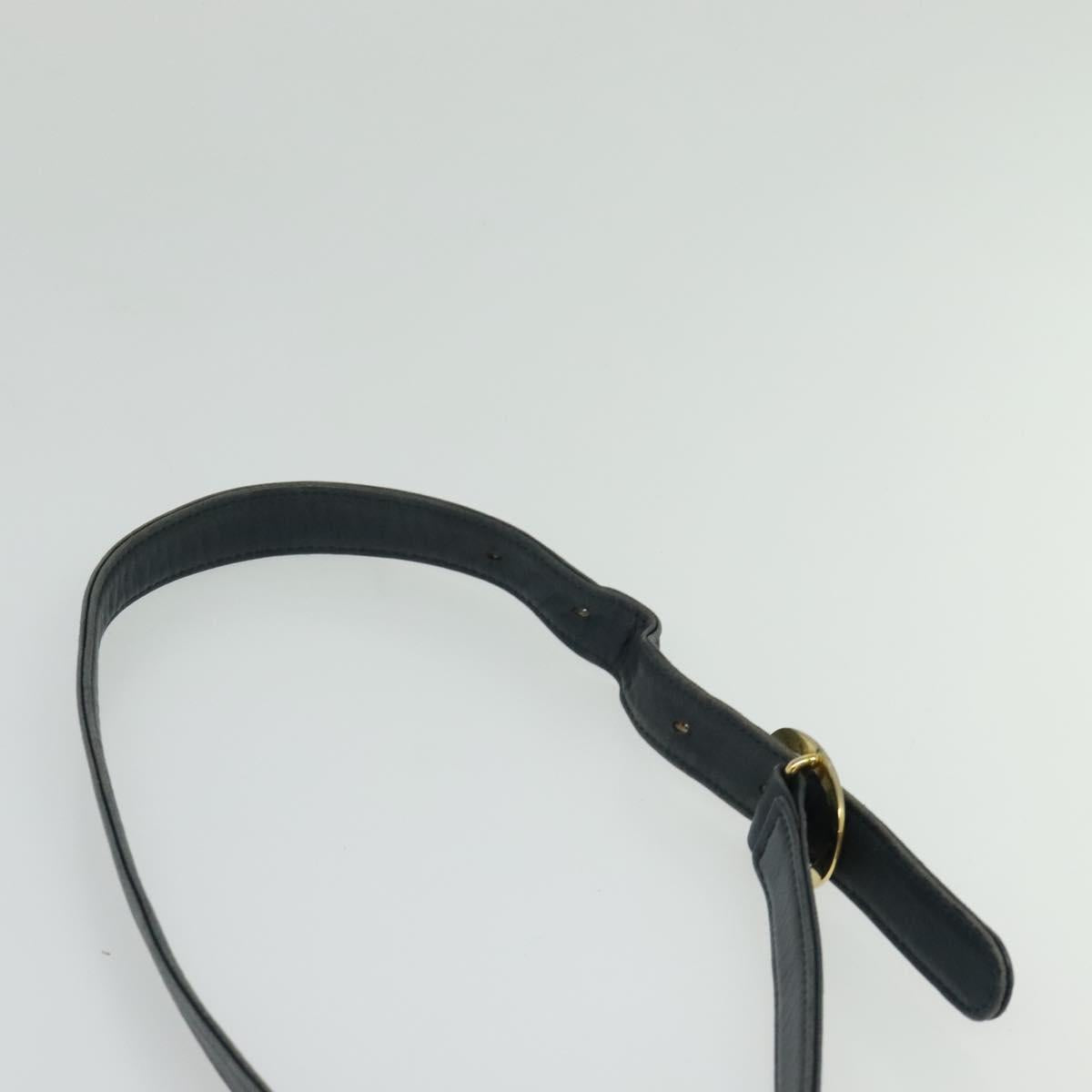 Christian Dior Shoulder Bag Leather Navy Gold Auth 122124